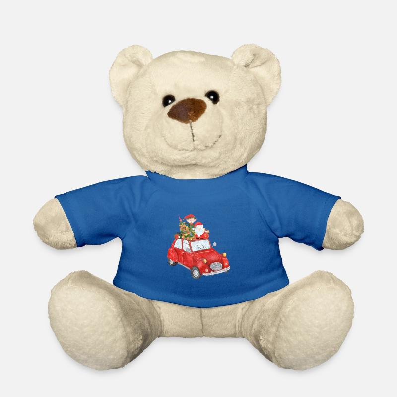Weihnachten Auto mit Weihnachtsmann - Teddy - Königsblau