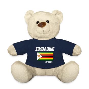 drapeau de racines du zimbabwe cadeau blanc - Nounours - bleu marine - Devant