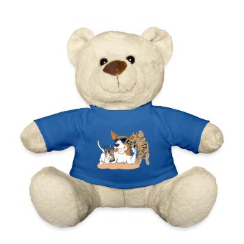 Katze Hund Cat Dog Dog and Cat Katze und Hund Gift - Teddy - Königsblau - Vorne