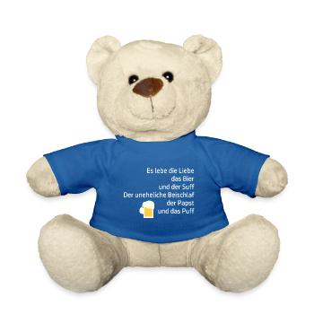 Trinkspruch Lebe Suff Bier Papst - Teddy - Königsblau - Vorne