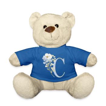 Buchstabe C mit floralem Motiv - Teddy - Königsblau - Vorne