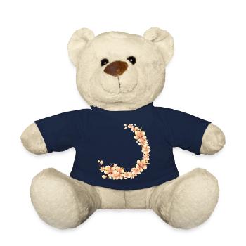 Couronne de fleurs de pêcher dans un ton pêche doux et velouté - Nounours - bleu marine - Devant