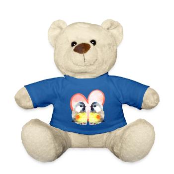 Birds in Love with Heart - Watercolors - Teddy Bear - royal blue - Front