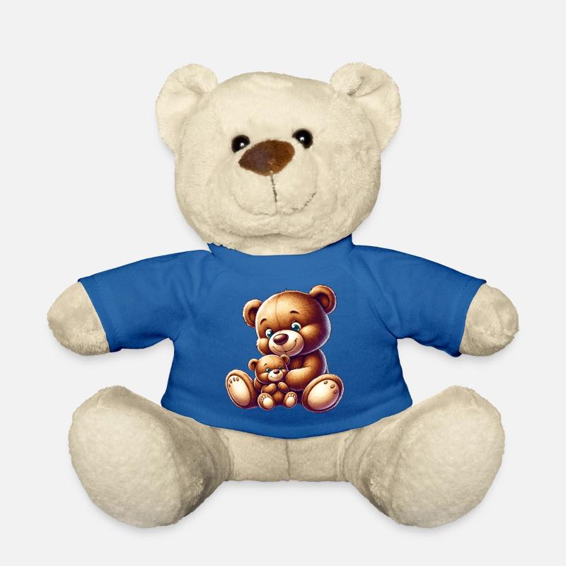 Maman ours mignonne avec bébé - Nounours - bleu roi