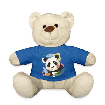 Fröhlicher Panda in moderner Collage-Optik - Teddy - Königsblau - Vorne