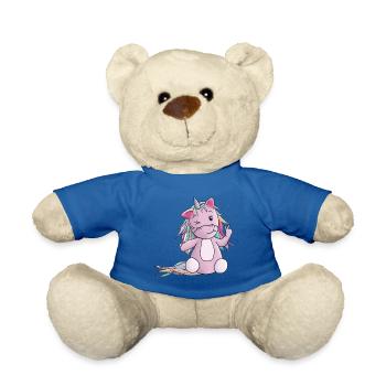 Unicorn Peace - Teddy Bear - royal blue - Front