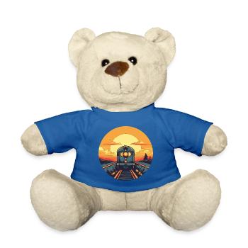 Vintage Eisenbahn E-Lok im Sonnenuntergang - Teddy - Königsblau - Vorne