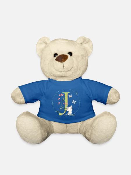 Anfangsbuchstabe J mit Katze - Teddy - Königsblau