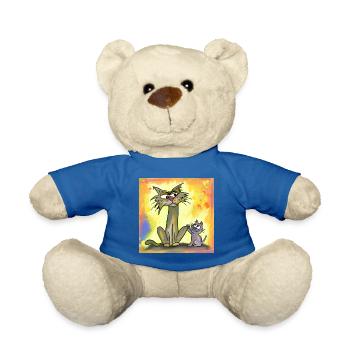 Baby cat and grim old cat - Teddy Bear - royal blue - Front