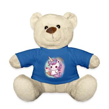 Kawaii Einhorn mit Eis - Teddy - Königsblau - Vorne