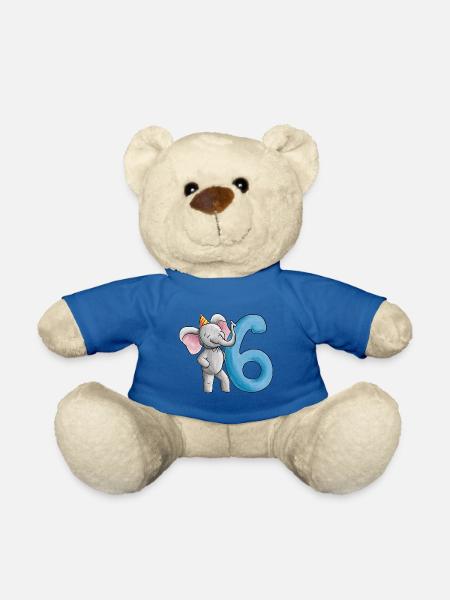 6e anniversaire éléphant - Nounours - bleu roi