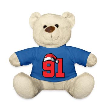 91 Number Christmas - Teddy Bear - royal blue - Front