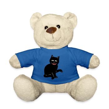 Halloween Cat Black Cat Creepy Horror - Teddy Bear - royal blue - Front