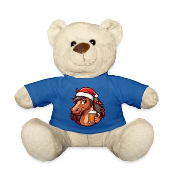 Pferd Weihnachten Bier Lustig - Teddy - Königsblau - Vorne