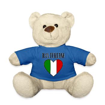 100 % Italiano Drapeau de l’Italie Coeur - Nounours - bleu roi - Devant