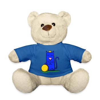 Katze mit Krone - Teddy - Königsblau - Vorne