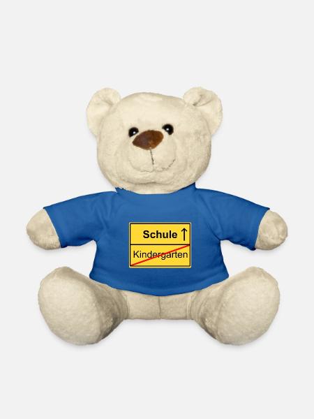 Ortsschild Kindergarten Schule Schild Schulanfang - Teddy - Königsblau