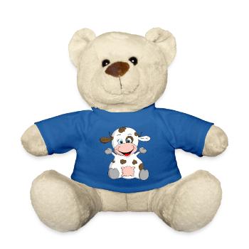 hearty cow says moo - Teddy Bear - royal blue - Front