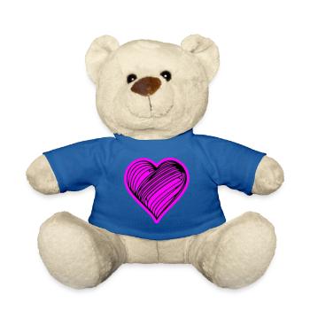 Symbole du cœur Amour - Nounours - bleu roi - Devant