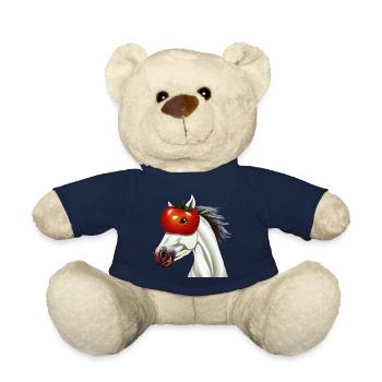 Horse with tomato head - Unique work of art - Teddy Bear - french navy - Front