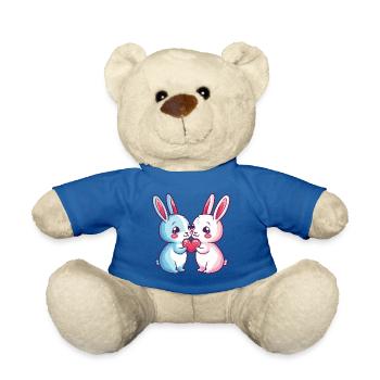 Couple de lapins Amour Pâques En amour - Nounours - bleu roi - Devant