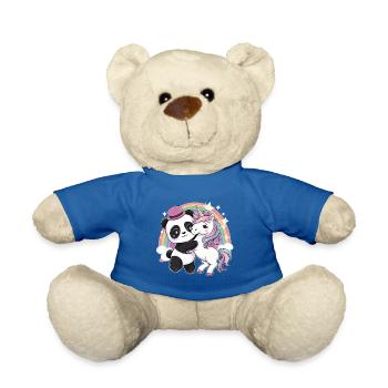 Mignon panda kawaii avec licorne - Nounours - bleu roi - Devant