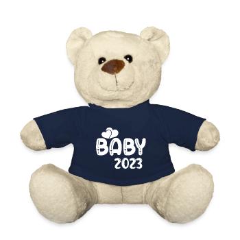 Baby 2023 Pregnancy Announce Baby Birth - Teddy Bear - french navy - Front