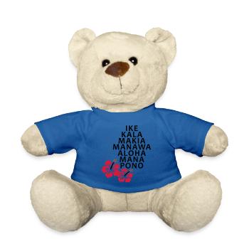 The 7 Huna Principles / Hibiscus flowers - Teddy Bear - royal blue - Front
