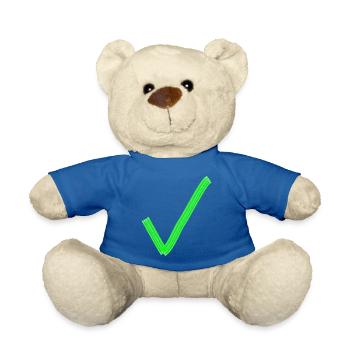 Green Check Mark Correct Sign Correction Hook - Teddy Bear - royal blue - Front