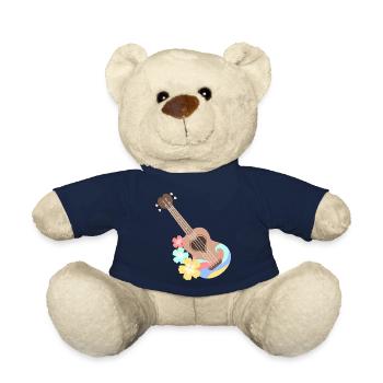 Brown-Herz-Ukulele mit Hibiscus-Blumen - Teddy - French Navy - Vorne