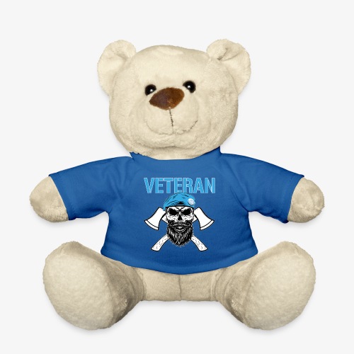 Veteran - Dödskalle med blå basker och yxor - Nallebjörn