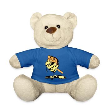 Orange Icecream Cat tiger - Teddy Bear - royal blue - Front