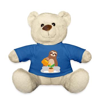 Sloth Gardening Falls Asleep Ironic Cute Sloth - Teddy Bear - royal blue - Front