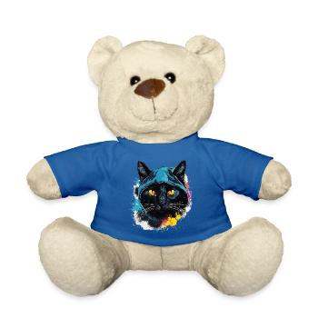 Katzenkopf Schwarze Katze Bombay Happy Cat Katzen - Teddy - Königsblau - Vorne