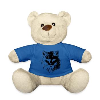 Katze, Katzenmotiv, Katzengesicht - Teddy - Königsblau - Vorne
