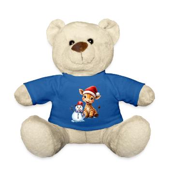 Christmas Giraffe with Hat and Snowman - Teddy Bear - royal blue - Front