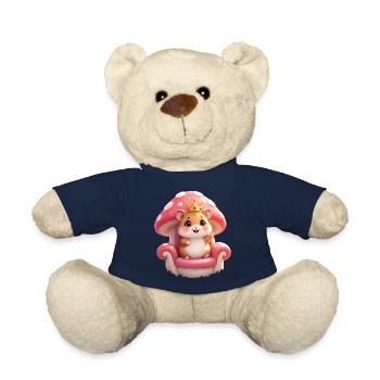 Cute hamster with crown on mushroom throne - Teddy Bear - french navy - Front