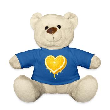 Juicy lemon in the shape of a heart with fresh drops. - Teddy Bear - royal blue - Front