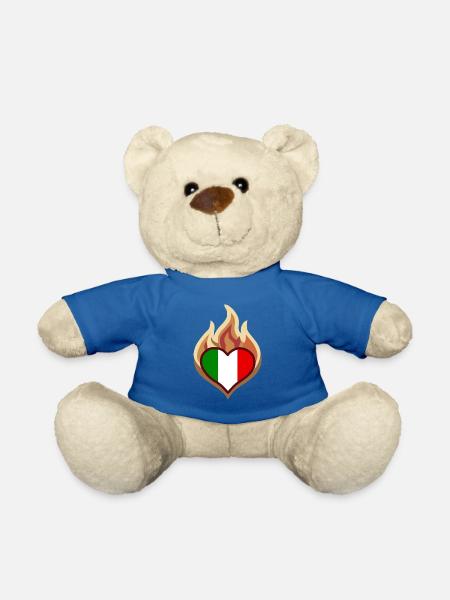 Flammenherz Italienflagge - Teddy - Königsblau