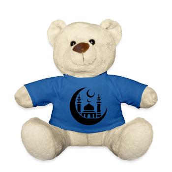 Silhouette de mosquée avec croissant de lune : Art islamique - Nounours - bleu roi - Devant