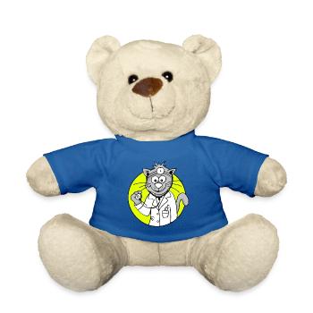 Retro Doctor-Cat - Profession Doctor - Teddy Bear - royal blue - Front
