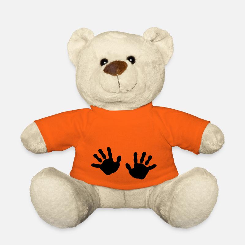 baby - hands - handprint - Teddy Bear - golden orange