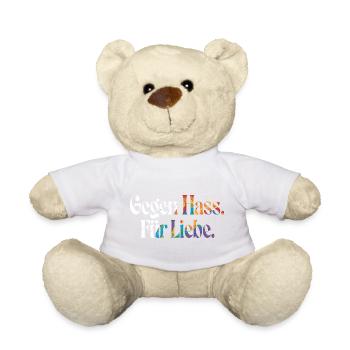 Liebe statt Hass Spruch Positivity Statement - Teddy - Goldorange - Vorne