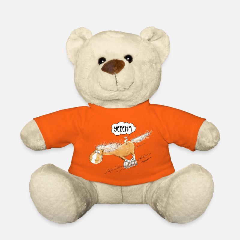 Pferd Mit Rollschuh Fährt Lustiger Pferde Spruch - Teddy - Goldorange