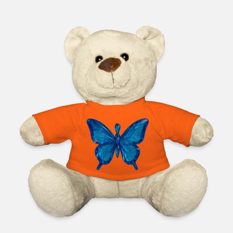 Blue butterfly in a crystal-clear design - Teddy Bear - golden orange