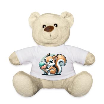 Niedliches Cartoon-Eichhörnchen mit Eiscreme - Teddy - Goldorange - Vorne