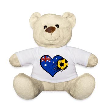 Australia Flag Football with Heart - Teddy Bear - golden orange - Front
