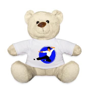 Karate-Flugtritt im blauen Kreis - Teddy - Goldorange - Vorne