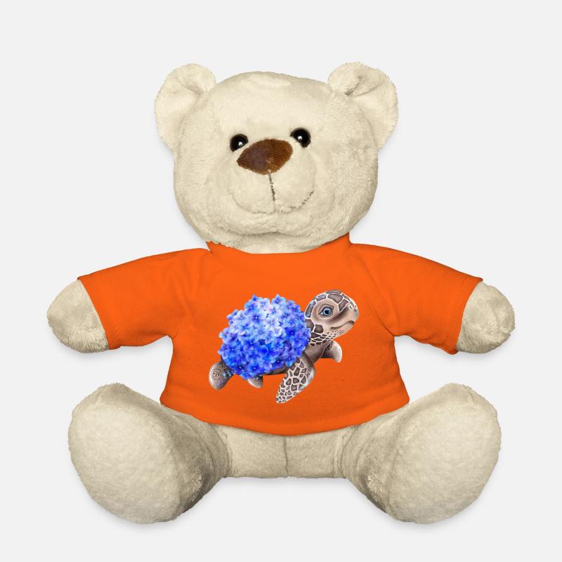 Schildkröte mit Hydrangea Hortensien - Teddy - Goldorange