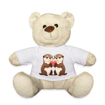 Otter duo with heart - Teddy Bear - golden orange - Front